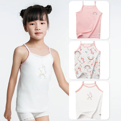 Girls Cotton Singlet Tops Breathable Tank by Cralom - Kids Cartoon Camisole Undershirt