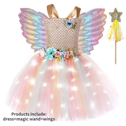 Cralom Fairy Tutu Dress with Wings - Halloween Cosplay Costume