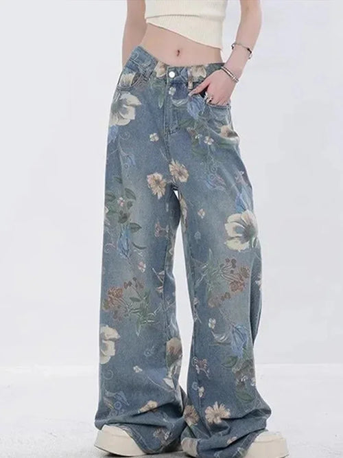 Cralom Vintage Printed High Waist Wide Leg Jeans 2025 - Women's Fashion