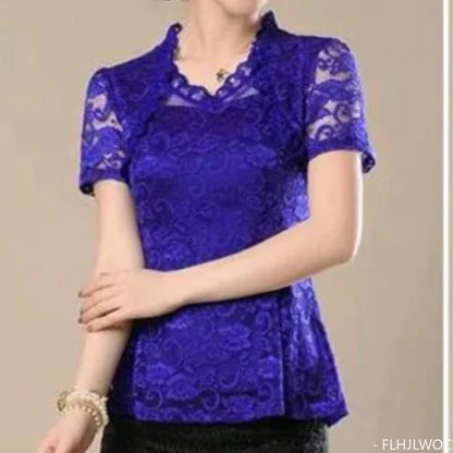 Cralom Vintage Lace Peplum Top Blouse Girls Retro Japan Style Mesh Shirt