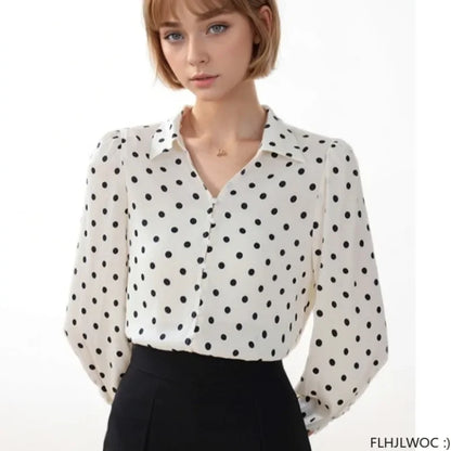 Cralom Polka Dot Tops: Sweet & Stylish Blouses for Fall Office Chic