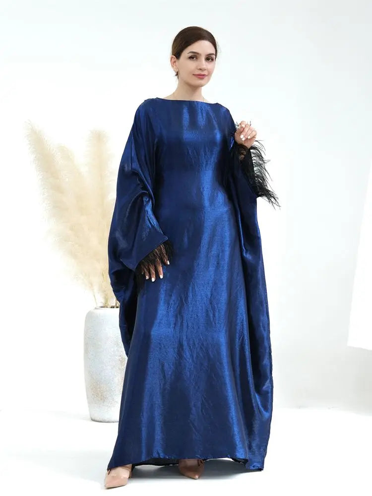 Cralom Ramadan Satin Abaya Dress Niqab - Muslim Fashion for Women