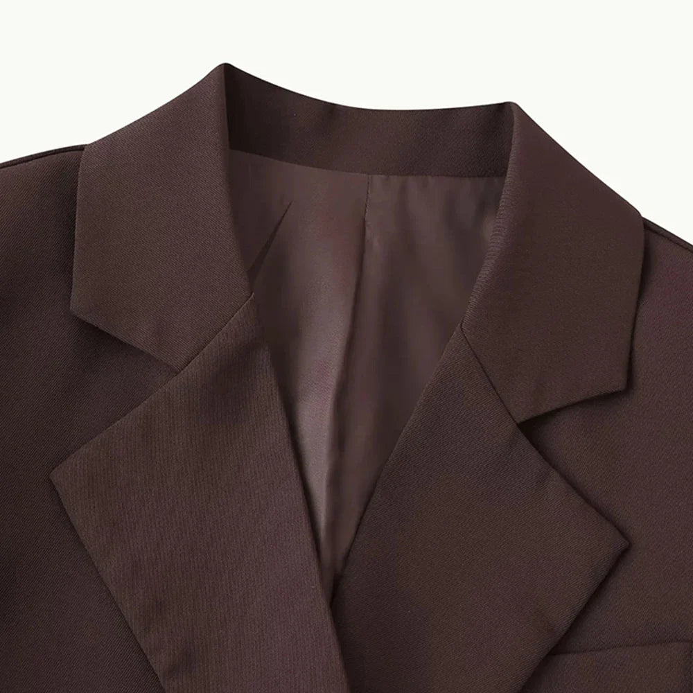 Cralom Chic Patchwork Button Blazer - Women's Fashion Coat