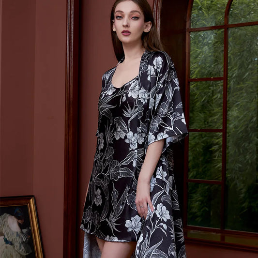 Satin Robe Set by Cralom: Super-Soft Plus Size Pajamas for Ladies, Perfect for Sleep and Lounge