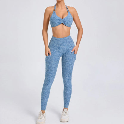 Cralom Color-Block High Waist Yoga Set - Slim Fit Bra & Pants