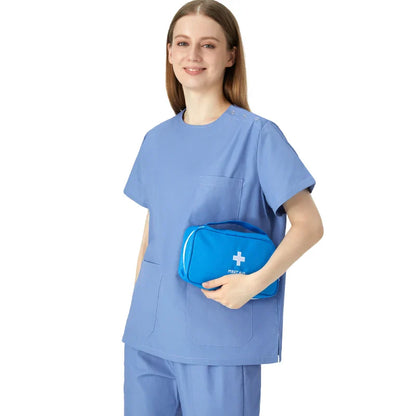 Cralom Women's Crew Neck Scrub Set - 3 Pocket Solid Workwear