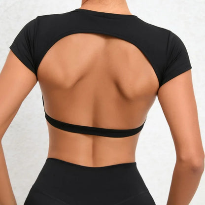 Cralom Seamless Yoga T-Shirt: Naked Feel, Quick-Dry, Beautiful Back Design