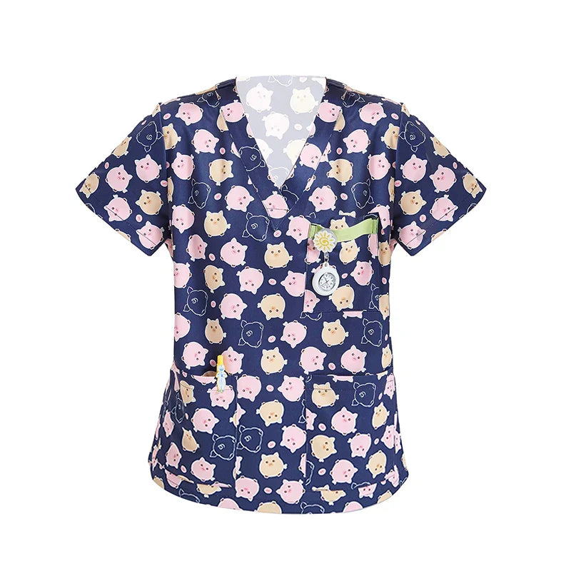 Cralom V-Neck Nurse Scrub Top - Anti-Static Medical Workwear