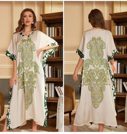 Cralom Printed Long Nightdress for Women in Elegant Spring Design