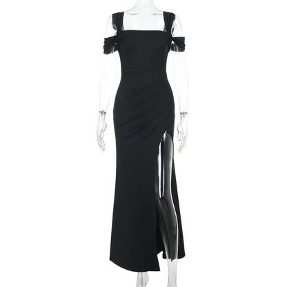 Cralom Women's Sexy Slit Dress Suspender Slim Fit Long Dress 2025
