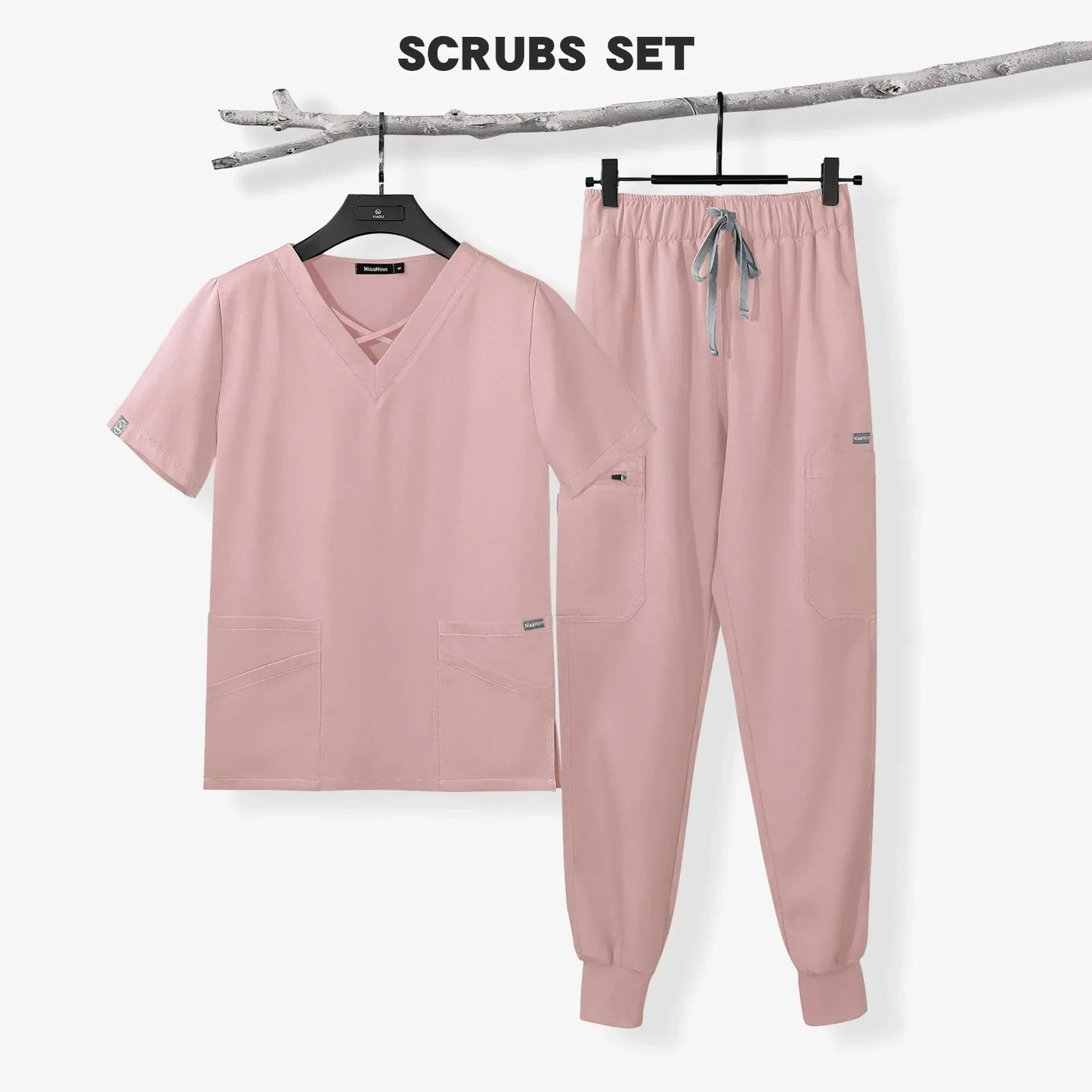 Cralom Pet Shop Medical Scrubs Set for Women with Short Sleeves