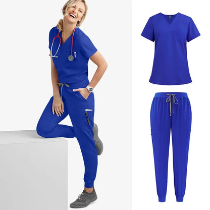 Cralom Multicolour Jogger Scrubs Set with Pocket Pants