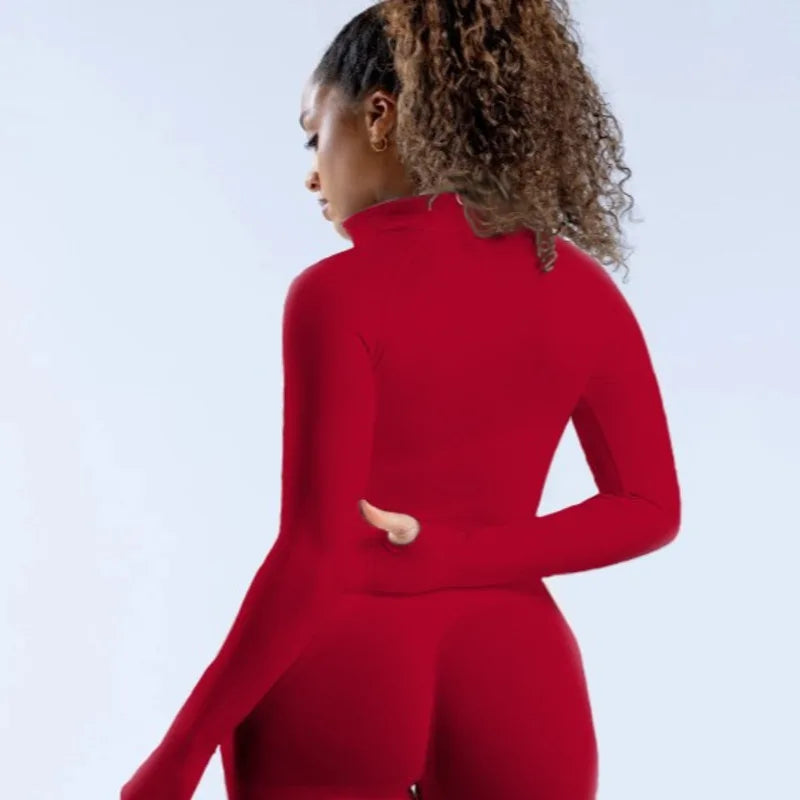 Cralom Seamless Half Zip Gym Top - Women's Yoga Fitness Jacket