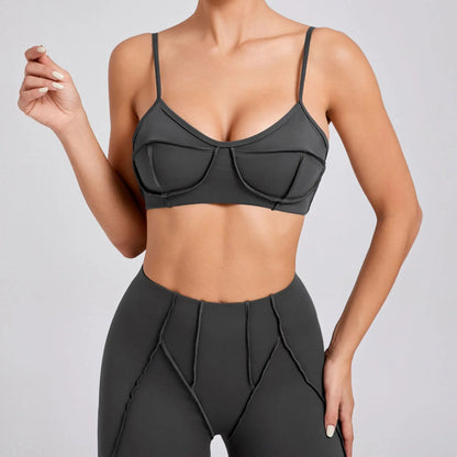 Cralom Sports Bra Top for Women Yoga Running Fitness Gym Slim Strap Back-Tight Fit