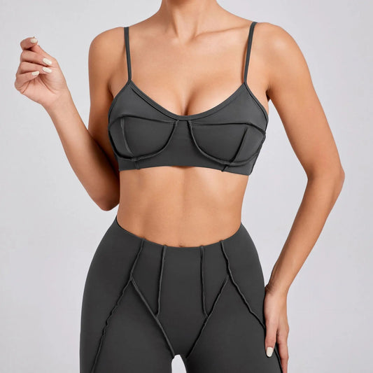 Cralom Sports Bra Top for Women Yoga Running Fitness Gym Slim Strap Back-Tight Fit