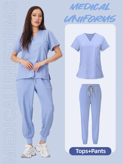Cralom Anti-Wrinkle Nurse Scrubs Set with Pockets