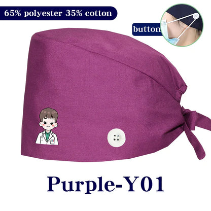 Cralom Cartoon Printed Surgical Scrub Caps for Medical & Pet Grooming Pros