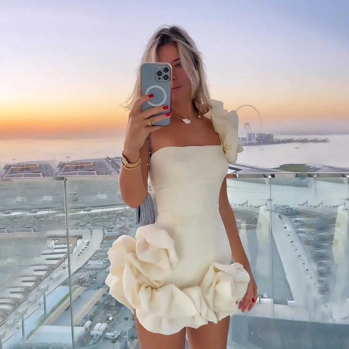 Cralom Ruffled Flower Bud Hip Skirt - Summer 2025