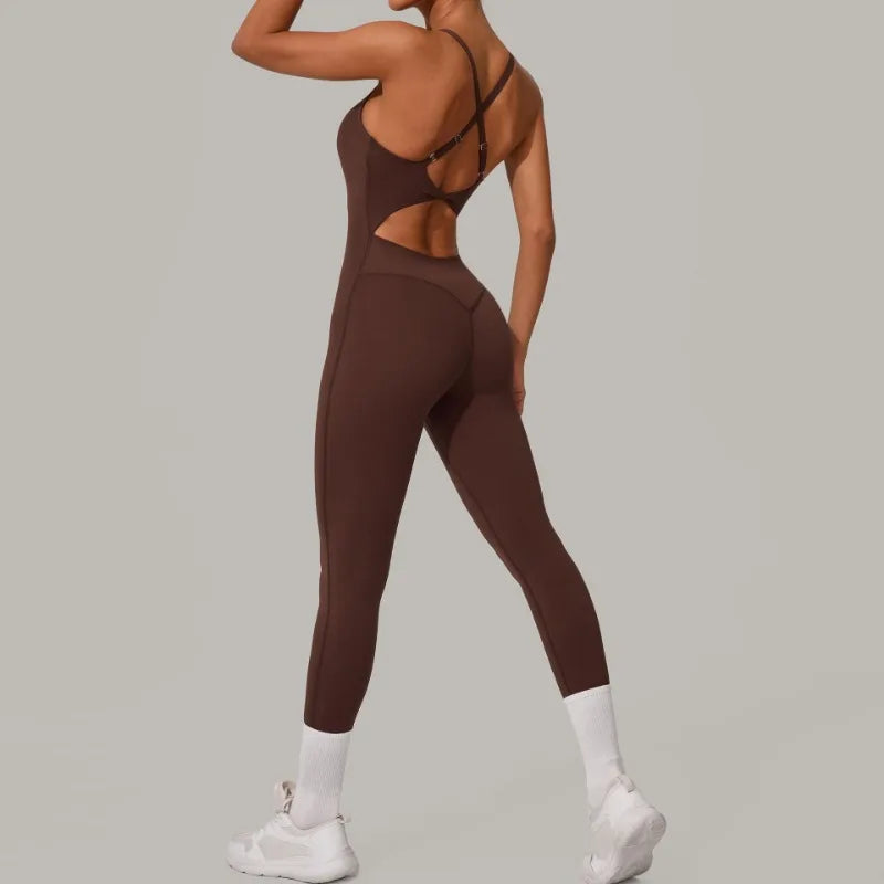 Cralom Women's Yoga Fitness Jumpsuit, High Elasticity, Lifts Buttocks, Gym Ready