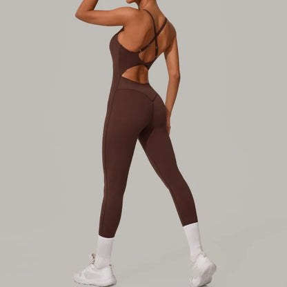 Cralom Women's Yoga Fitness Jumpsuit, High Elasticity, Lifts Buttocks, Gym Ready