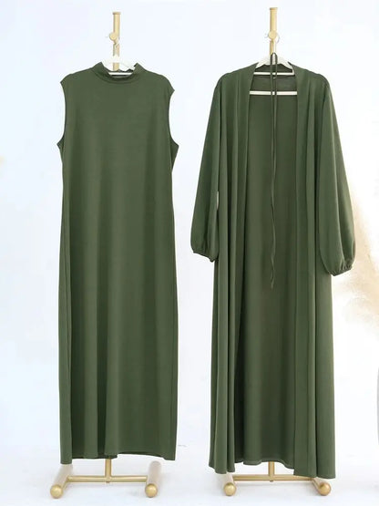 Helyn's Ramadan Eid Satin Abaya Dubai Set