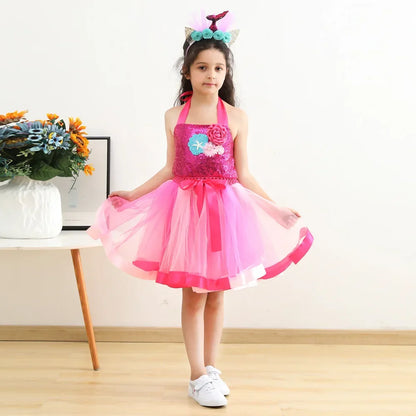 Cralom Mermaid Princess Tutu Dress Girls Cosplay Costume