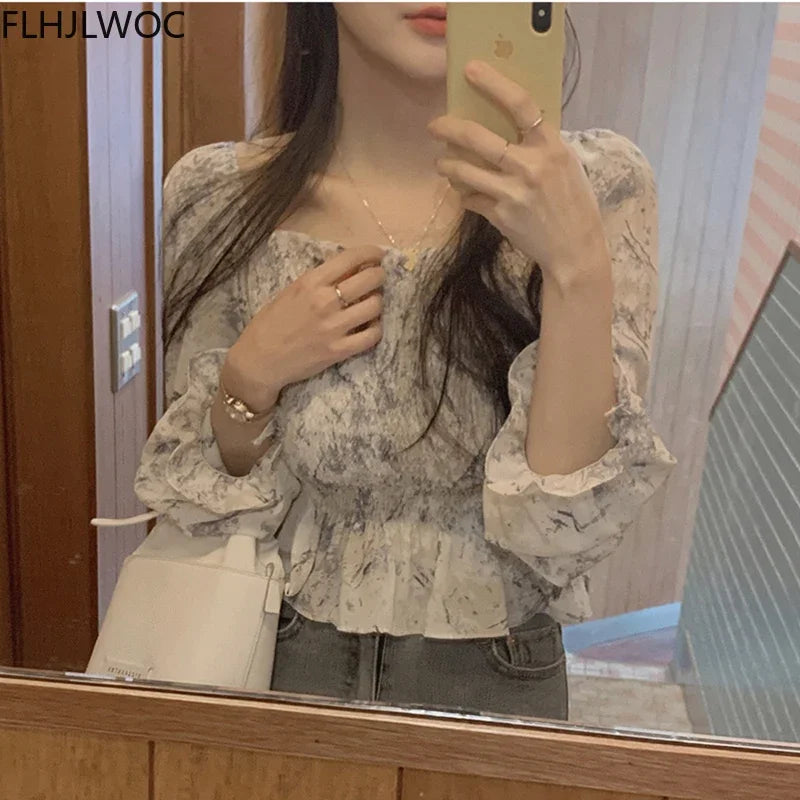Cralom Floral Print Off Shoulder Peplum Top