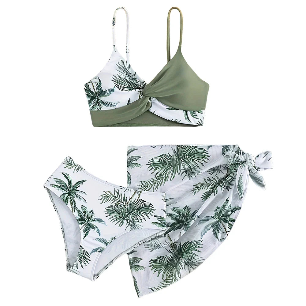 Cralom Young Girl 3-Piece Bikini Set - Big Girl Separated Swimsuit