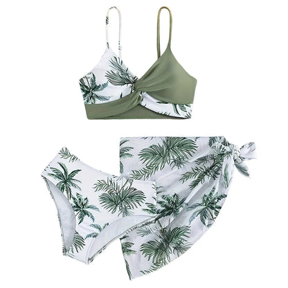 Cralom Young Girl 3-Piece Bikini Set - Big Girl Separated Swimsuit