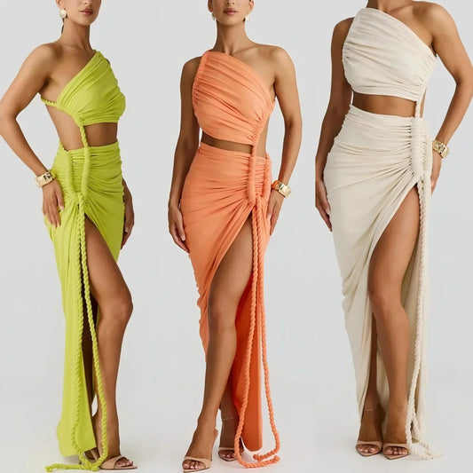 Cralom Backless Hemp Rope Slit Dress - Spring/Summer 2025