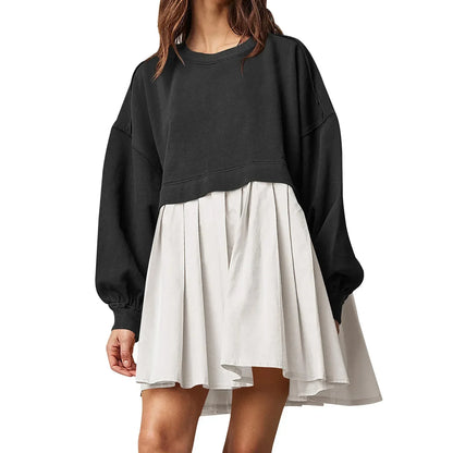 Cralom Color Blocked Pleated Dress for Autumn 2024