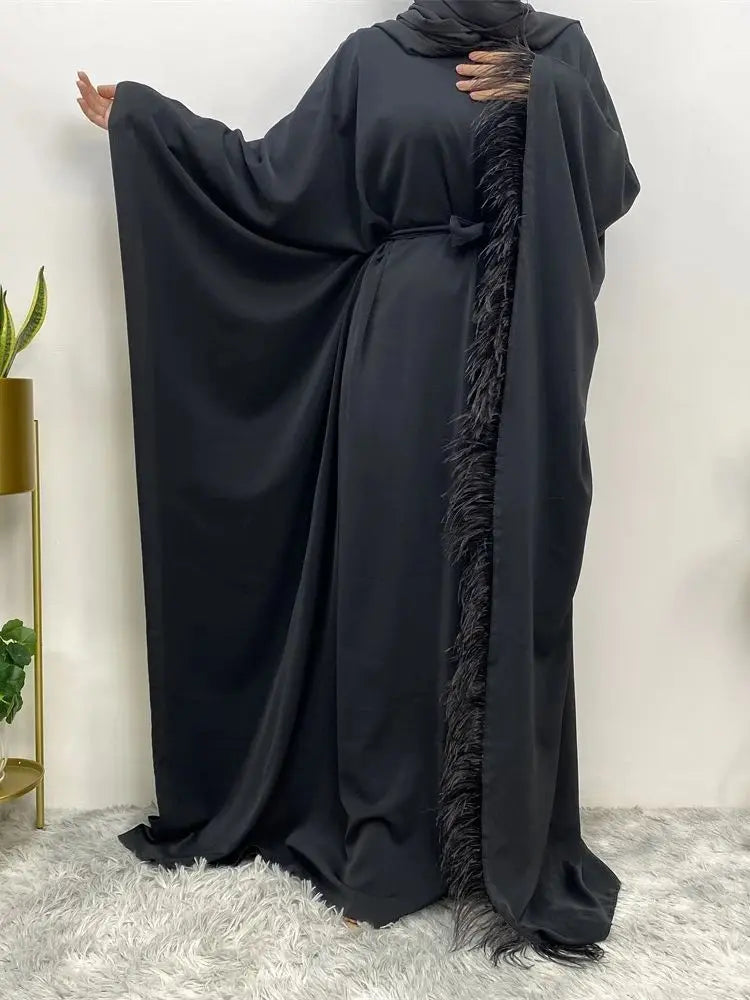 Cralom Women's Classic Black Djellaba Robe: Modest Fashion Abaya Kaftan