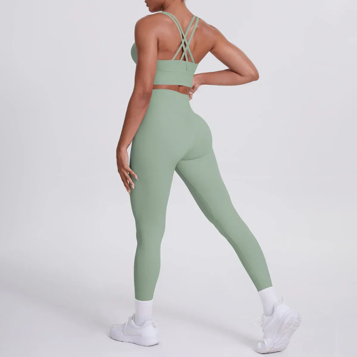 Cralom Seamless Yoga Set: Cross-Back Bra & Booty-Lifting Leggings