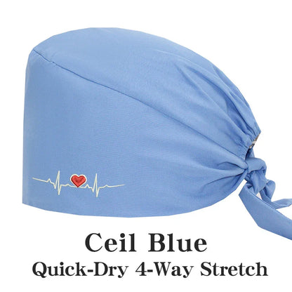 Cralom Embroidered Stretch Medical Hat Surgical Cap for Women