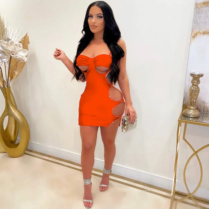 Cralom Lace Up Side Cut Out Bodycon Mini Dress