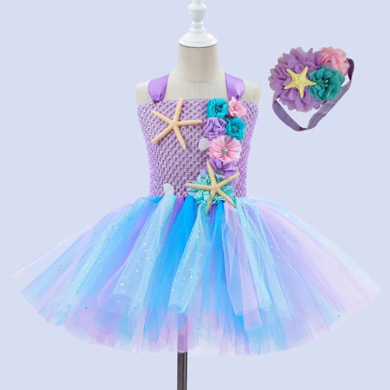 Cralom Mermaid Princess Tutu Dress - Ocean Themed Party Costume