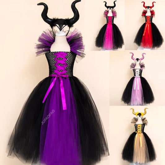 Cralom Deluxe Demon Queen Witch Girls Halloween Party Costume
