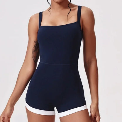 Cralom Naked Feel Seamless Yoga Jumpsuit - Color Block, Backless Straps