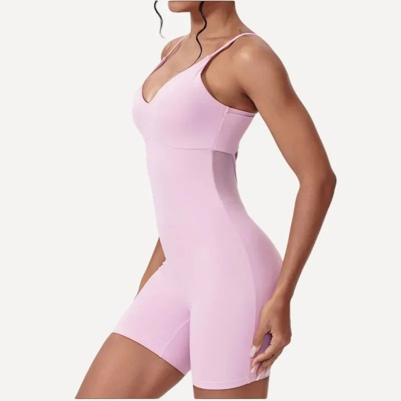 Cralom Seamless Cut-Out Backless Yoga Jumpsuit - Booty-Lifting Fitness Bodysuit