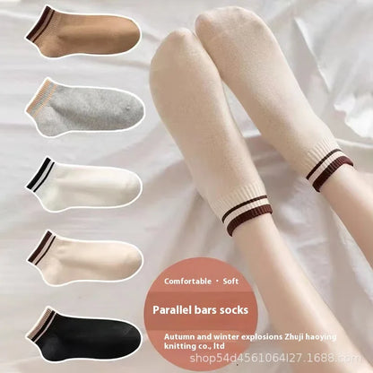 Cralom Striped Black & White Kids Short Socks for Spring & Summer