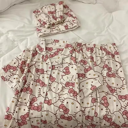 Sanrio Hello Kitty Long Short Pajama Set for Girls by Cralom