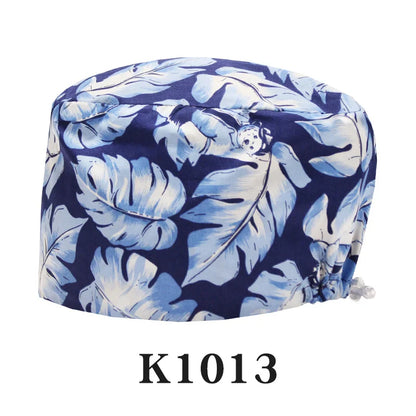 Cralom Cartoon Print Surgical Hat for Veterinary Care and Nursing
