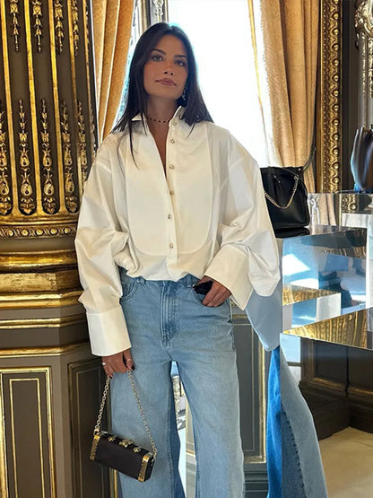 Cralom Hollow Out Women's Shirt - Spring Casual Lapel Blouse