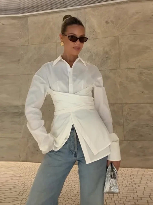 Cralom Women's Solid Color Lapel Shirt - Spring Fashion 2025
