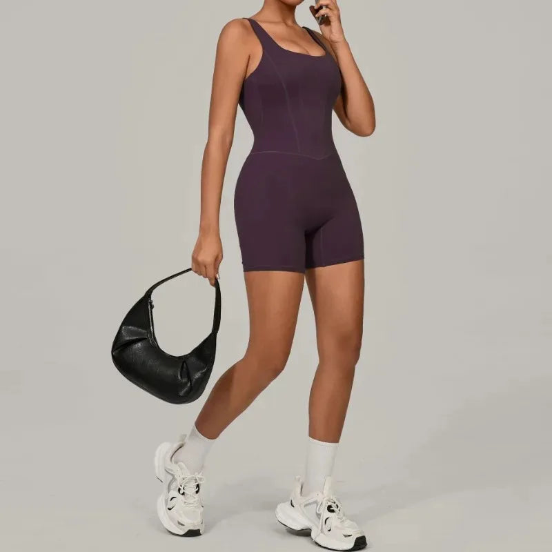 Cralom Seamless Yoga Jumpsuit with Adjustable Straps for Fitness & Workout