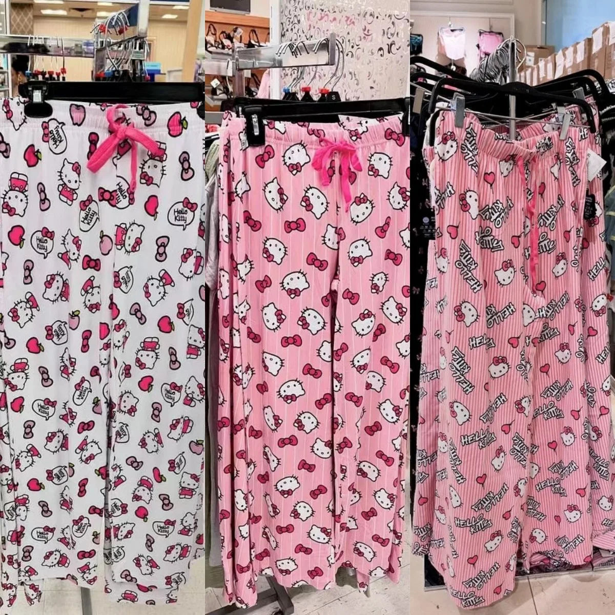 Cralom Hello Kitty Women's Loose Pink Sleep Pants