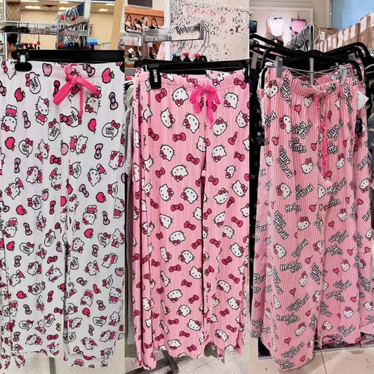 Cralom Hello Kitty Women's Loose Pink Sleep Pants