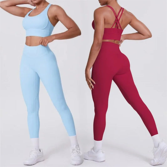 Cralom Seamless Yoga Set: Cross-Back Bra & Booty-Lifting Leggings