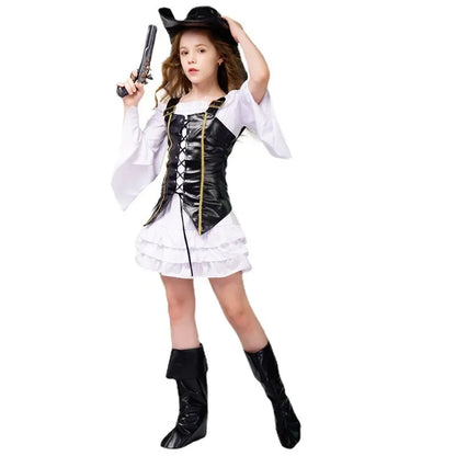 Cralom Little Girl Pirate Costume: Pirate Party Outfit for Halloween Cosplay