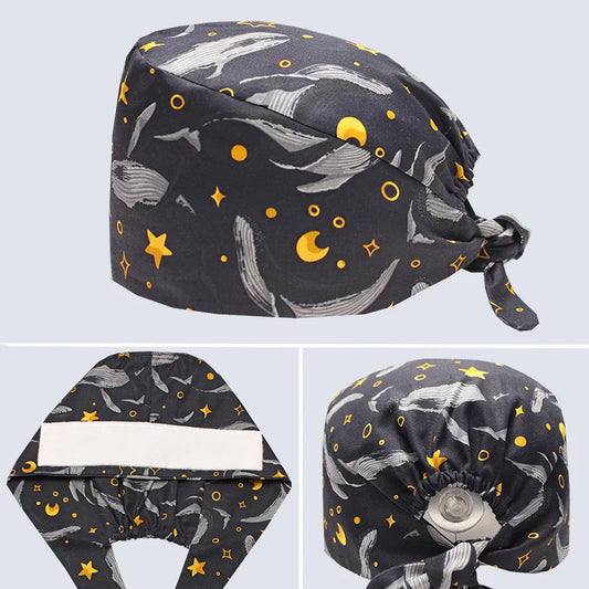 Cralom Whale Print Scrub Cap - M979 for Medical, Nursing, Dental, Veterinary